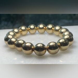 Vintage Gold Tone Ball Bead Stretch Bracelet 17 Beads Minimalist Stackable